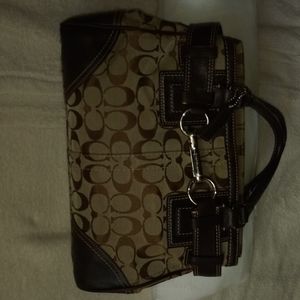 Coach Khaki Canvas Leather Satchel Bag